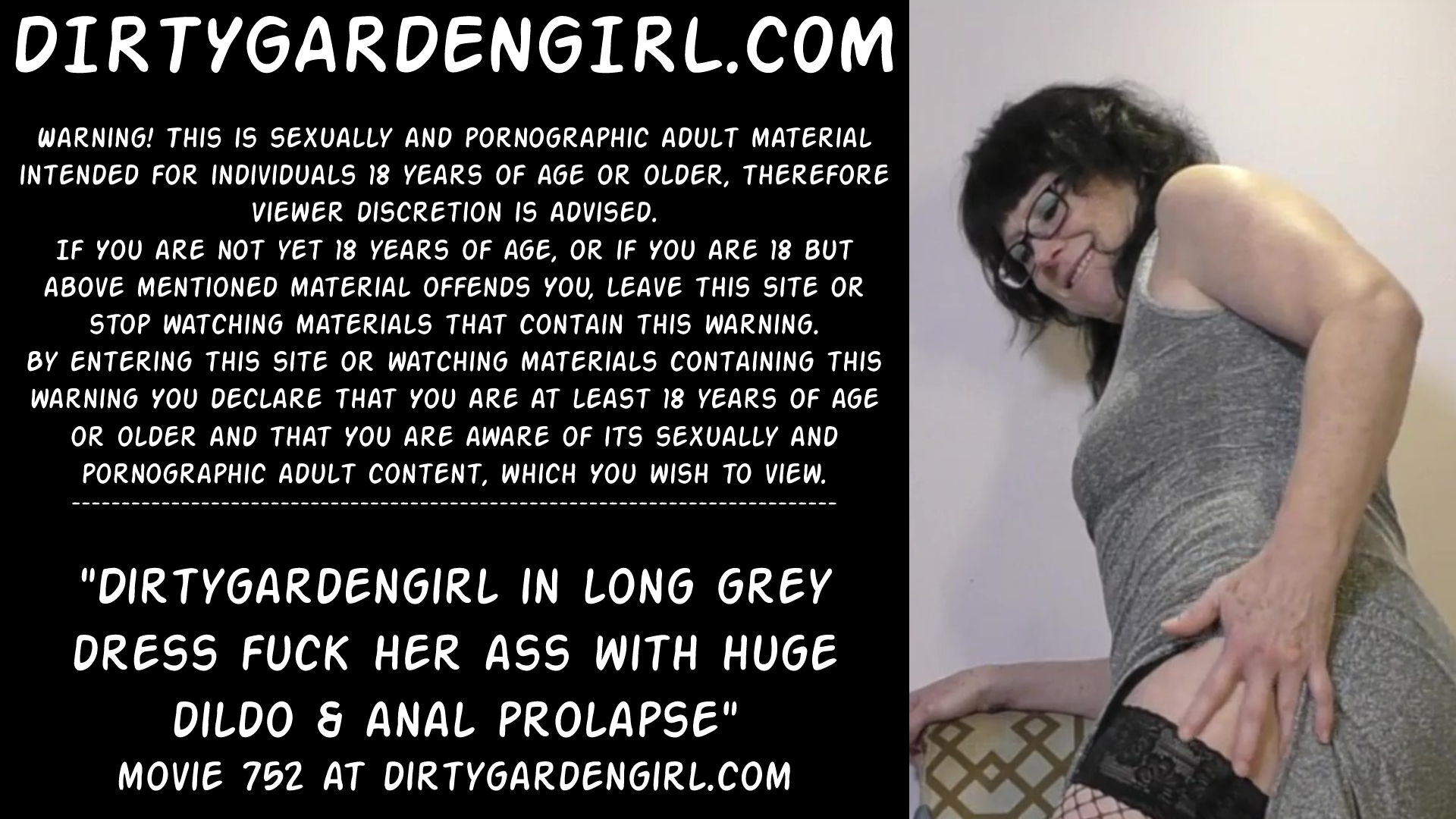 Dirtygardengirl grey dress fuck anal dildo & prolapse
