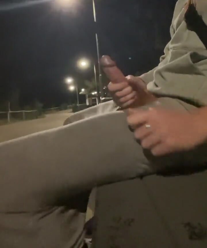 guy masturbates outdoors