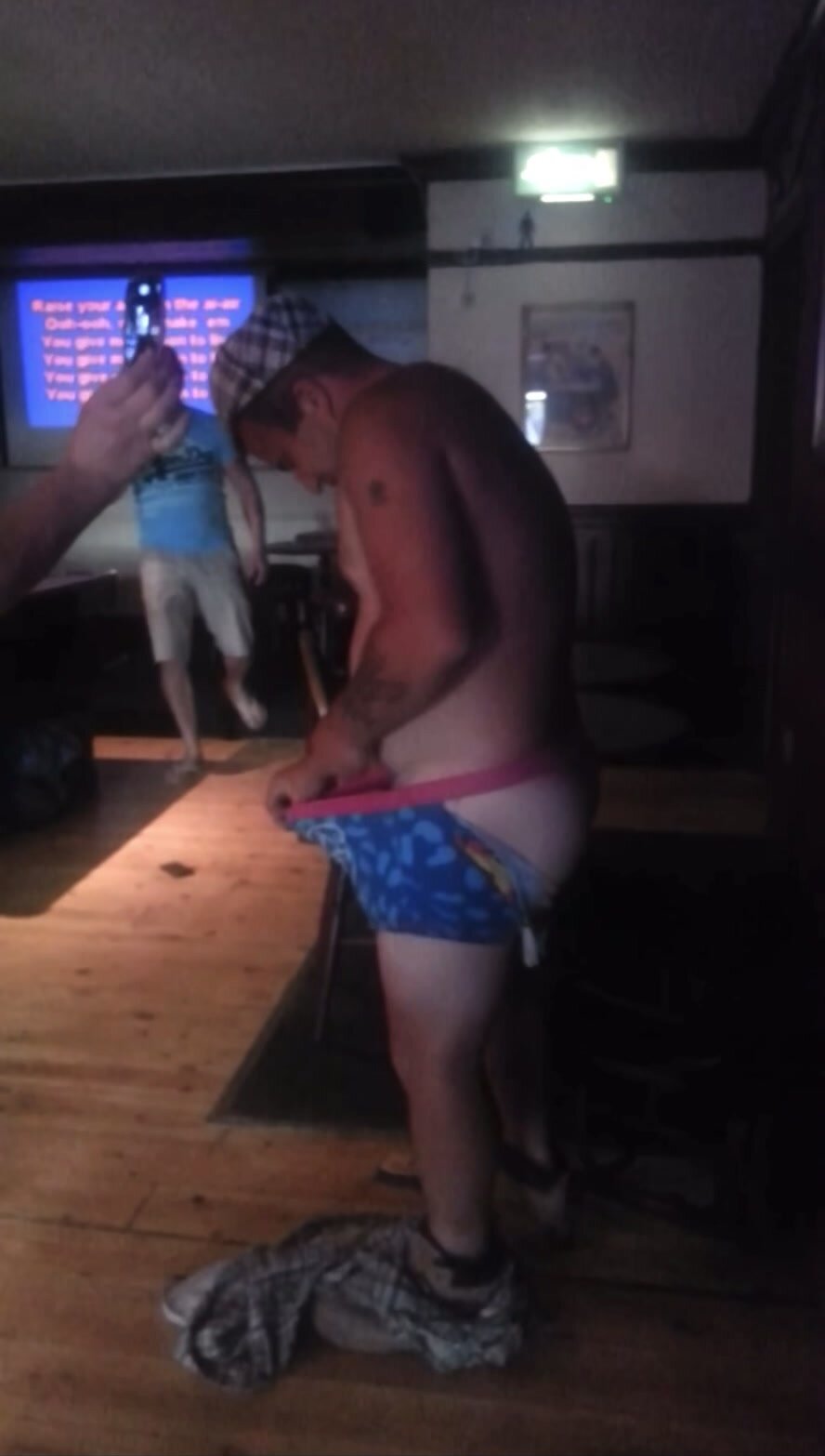 pants ripped off in bar by friends