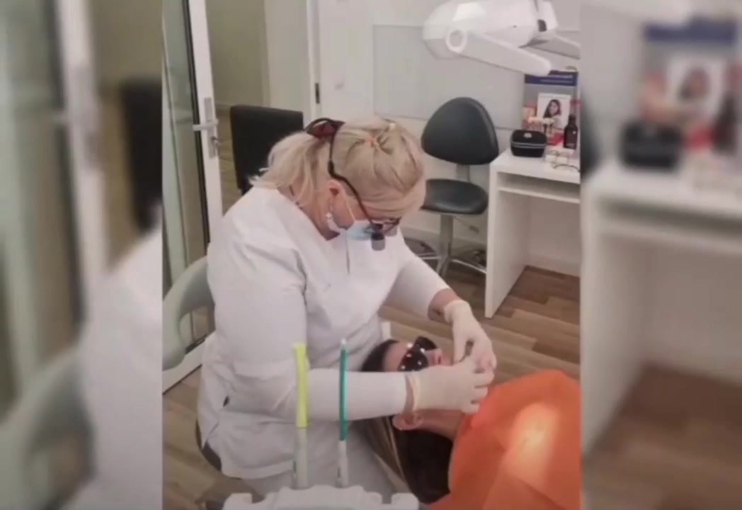 Dental cleaning female patient