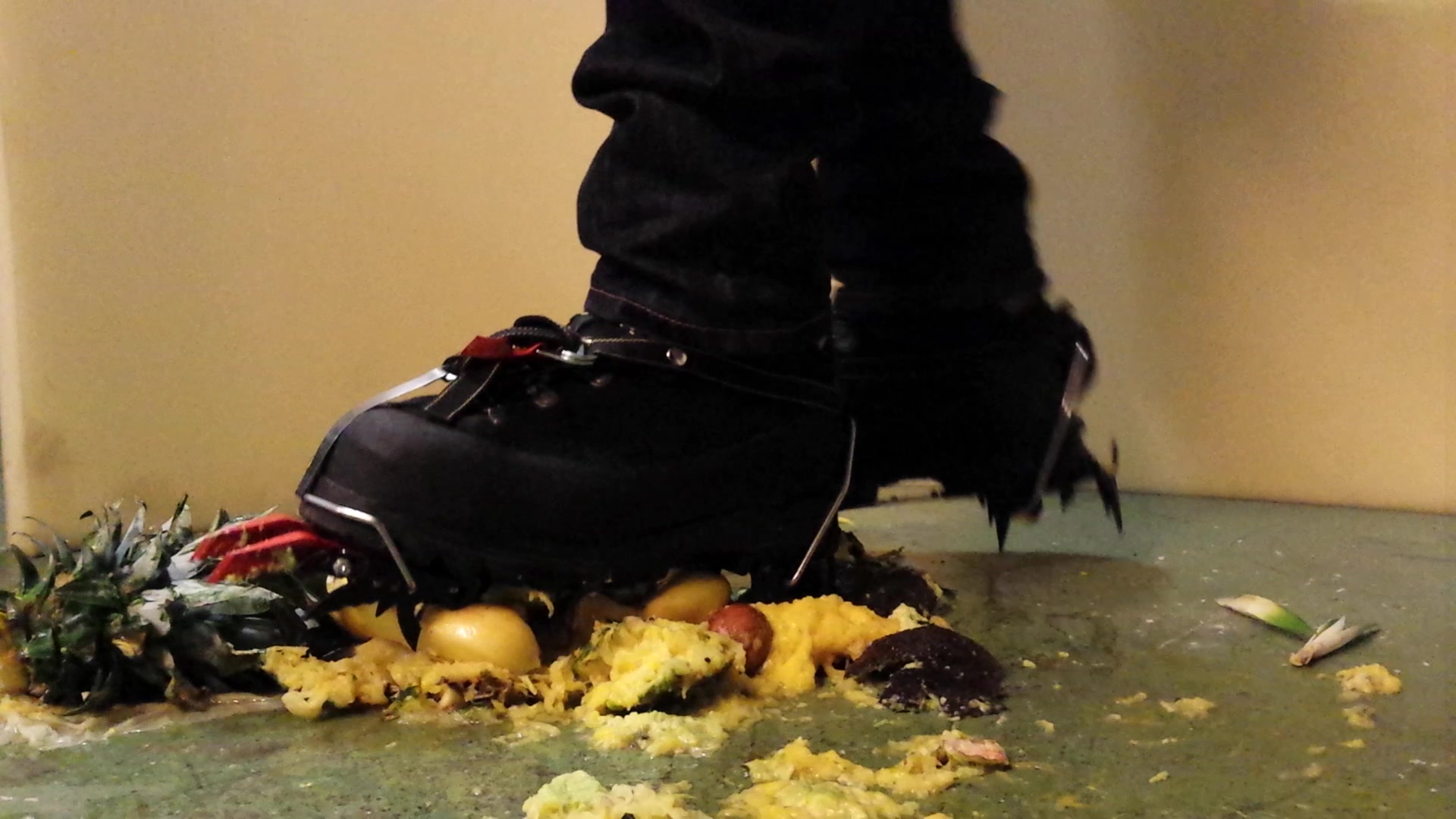 Boots with Crampons crush Food