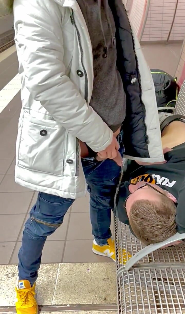 pissing in his friends mouth in a subway station