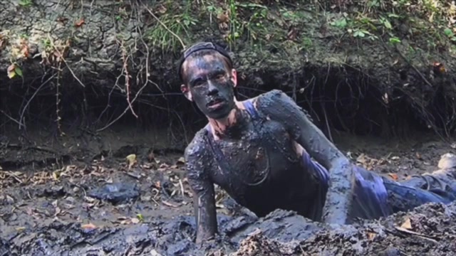 falling in the mud