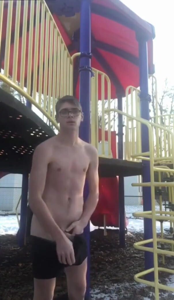 stripping and jerking off on the playground