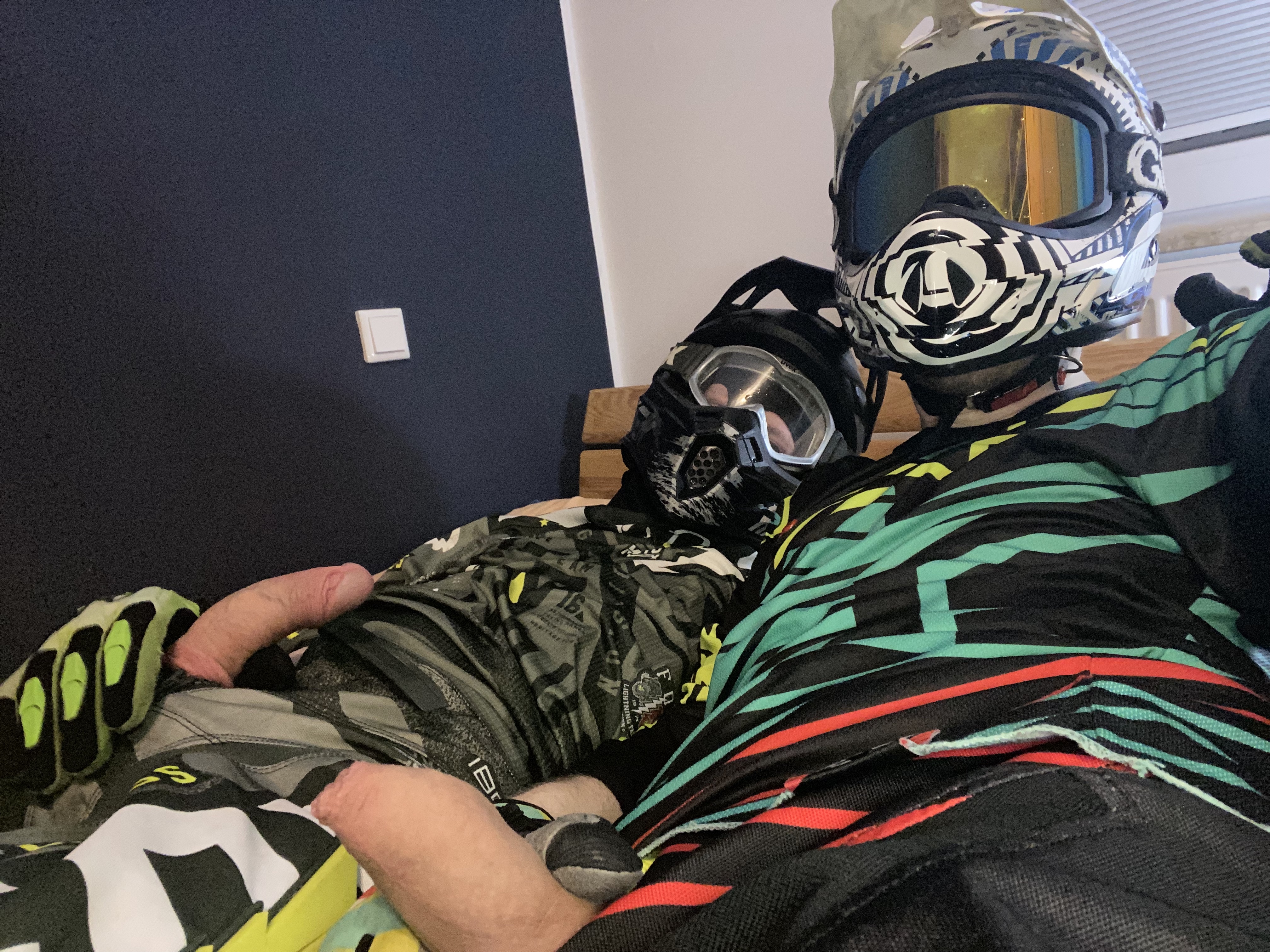 Pissing on each other in Motocross Gear