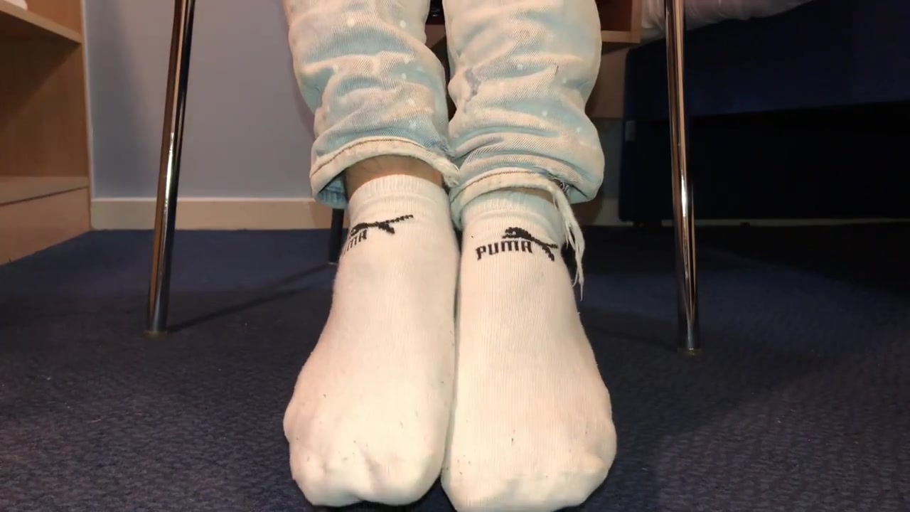 Puma white ankle sock strip