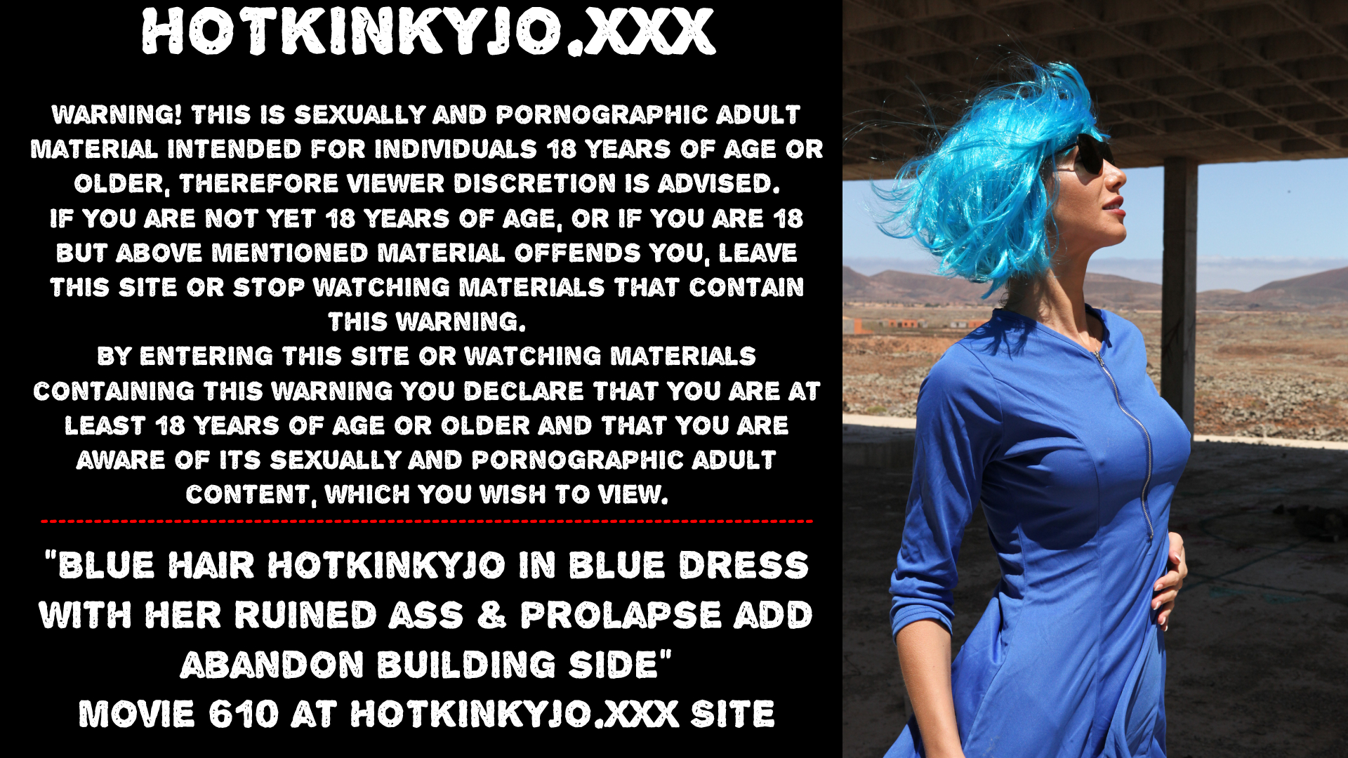Blue hair Hotkinkyjo in blue dress fisting & prolapse