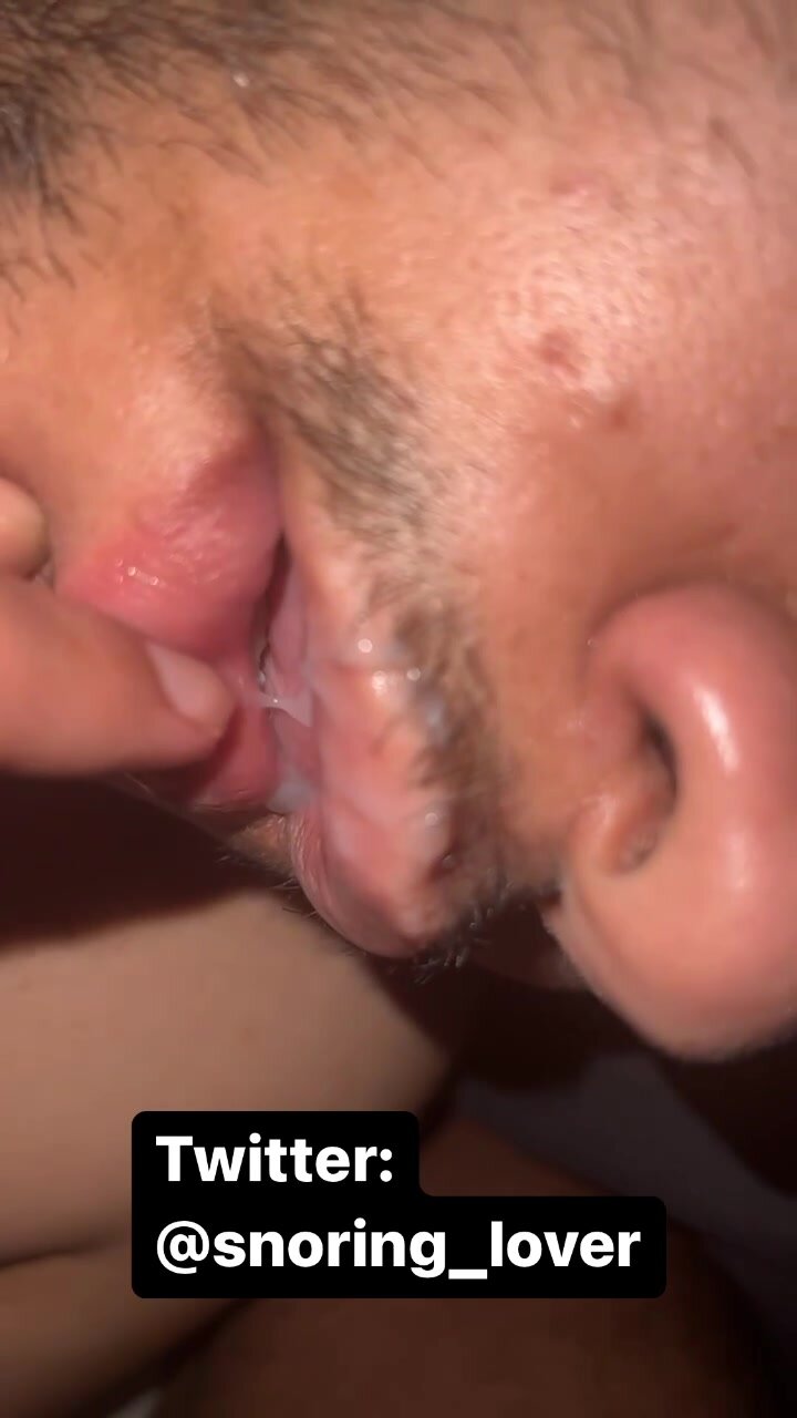 Snoring mouth full of cum