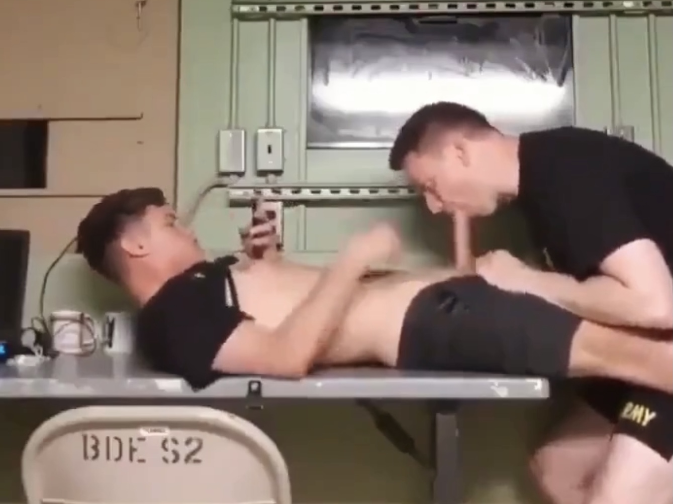 Horny army lads blowjob