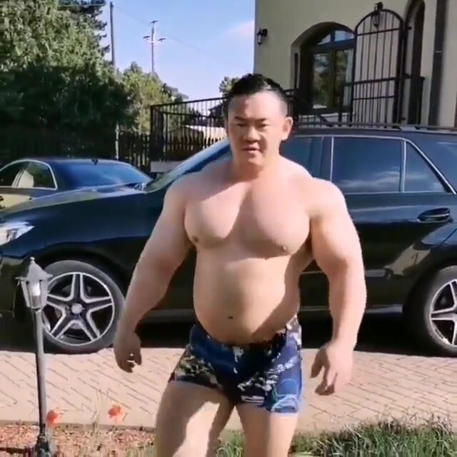 Big, Muscular Asian in Tight Trunks