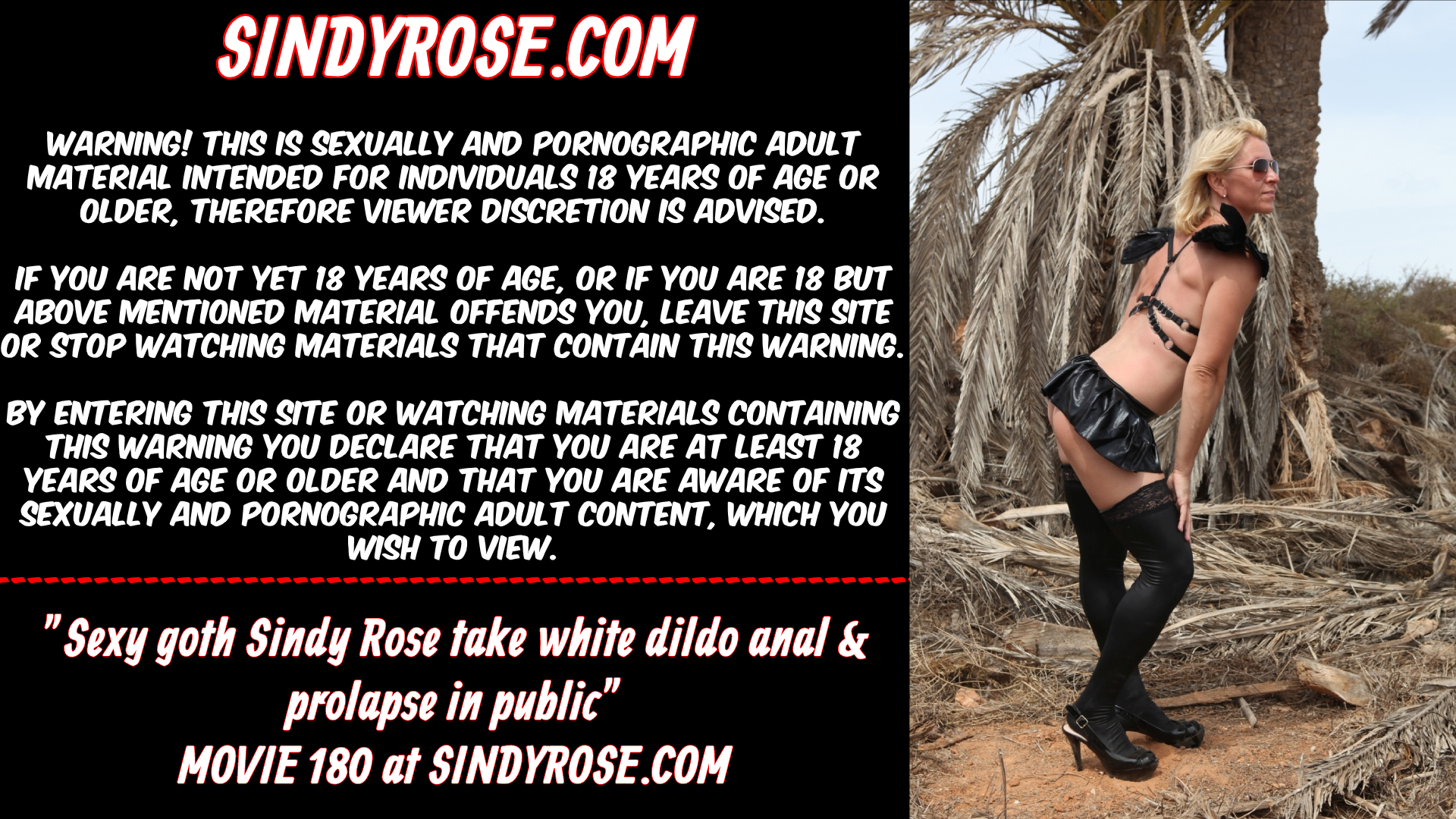 Sexy goth Sindy Rose take white dildo anal & prolapse