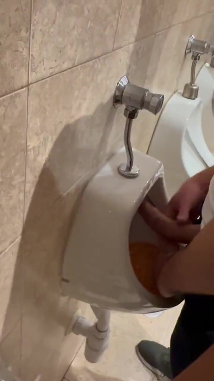 fat curved cock at urinal