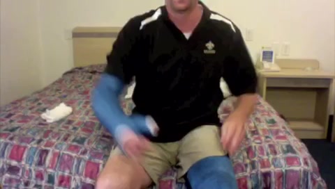 Blue line ng leg cast and blue long arm thumb spica