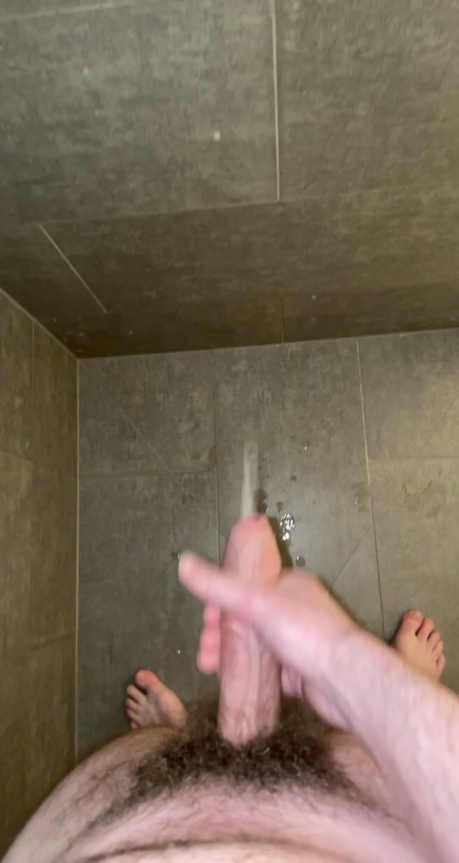 Big cumshot in shower