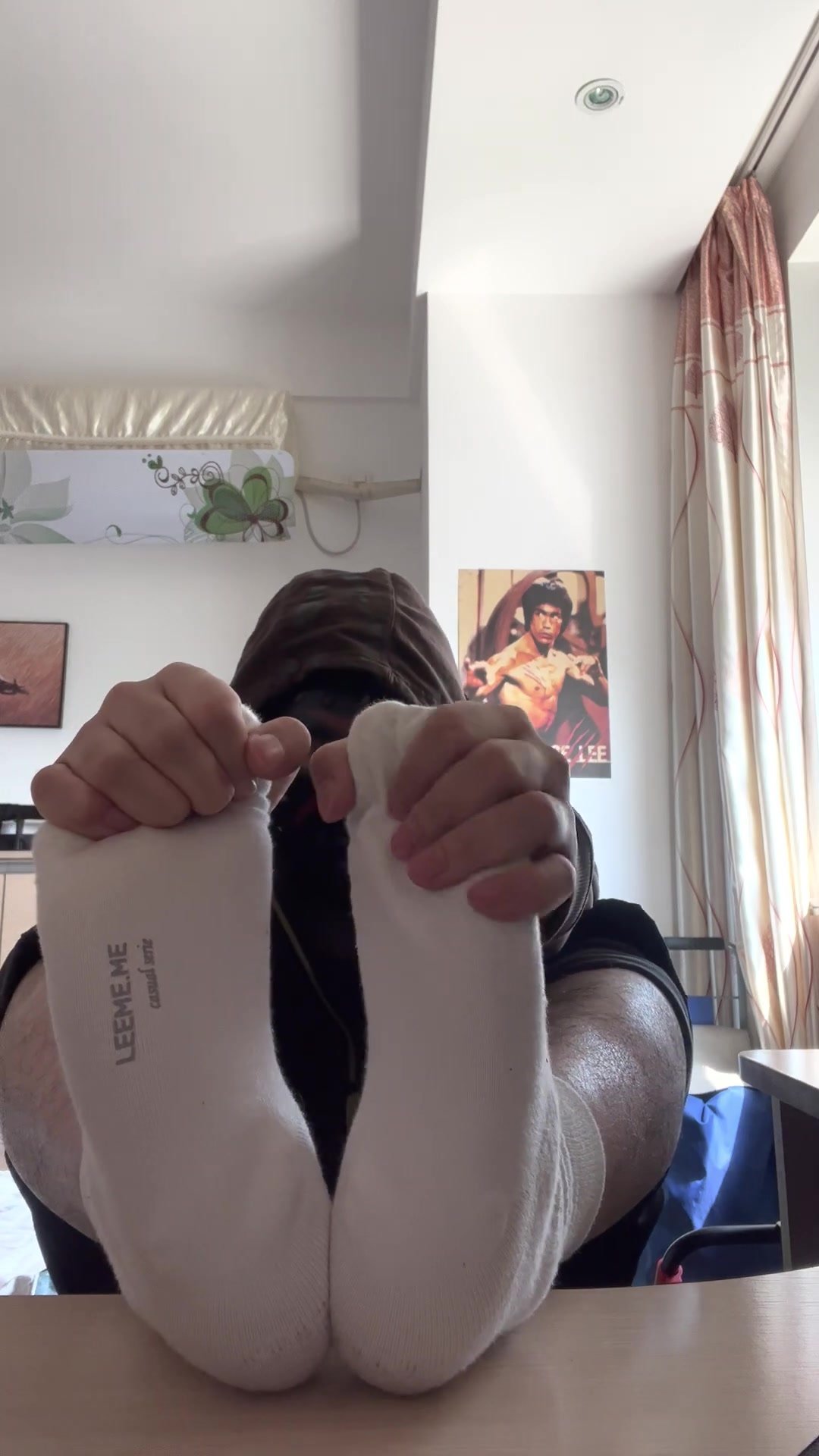 Asian Shows Off His White Socks