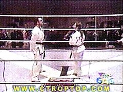 karate girl kick nuts during training