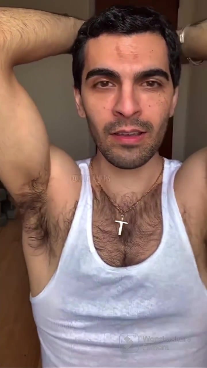 Hairy twink shows off bushy pits and pubes (clips)