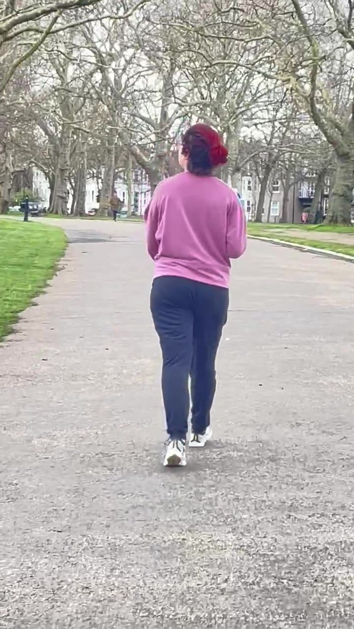 Fit pawg walking in tight pants