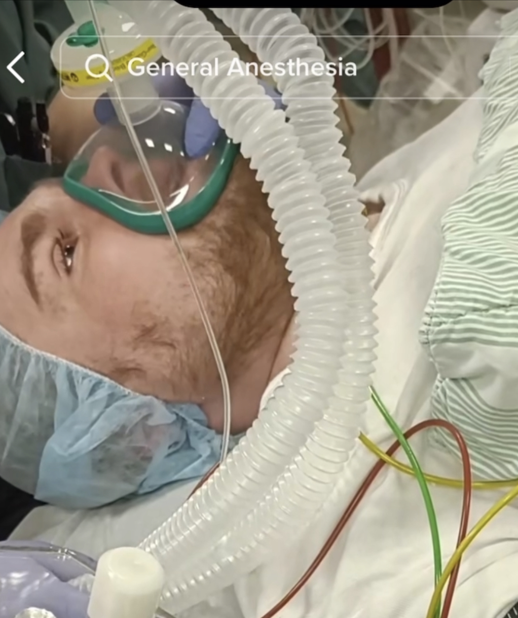 Man going under anesthesia