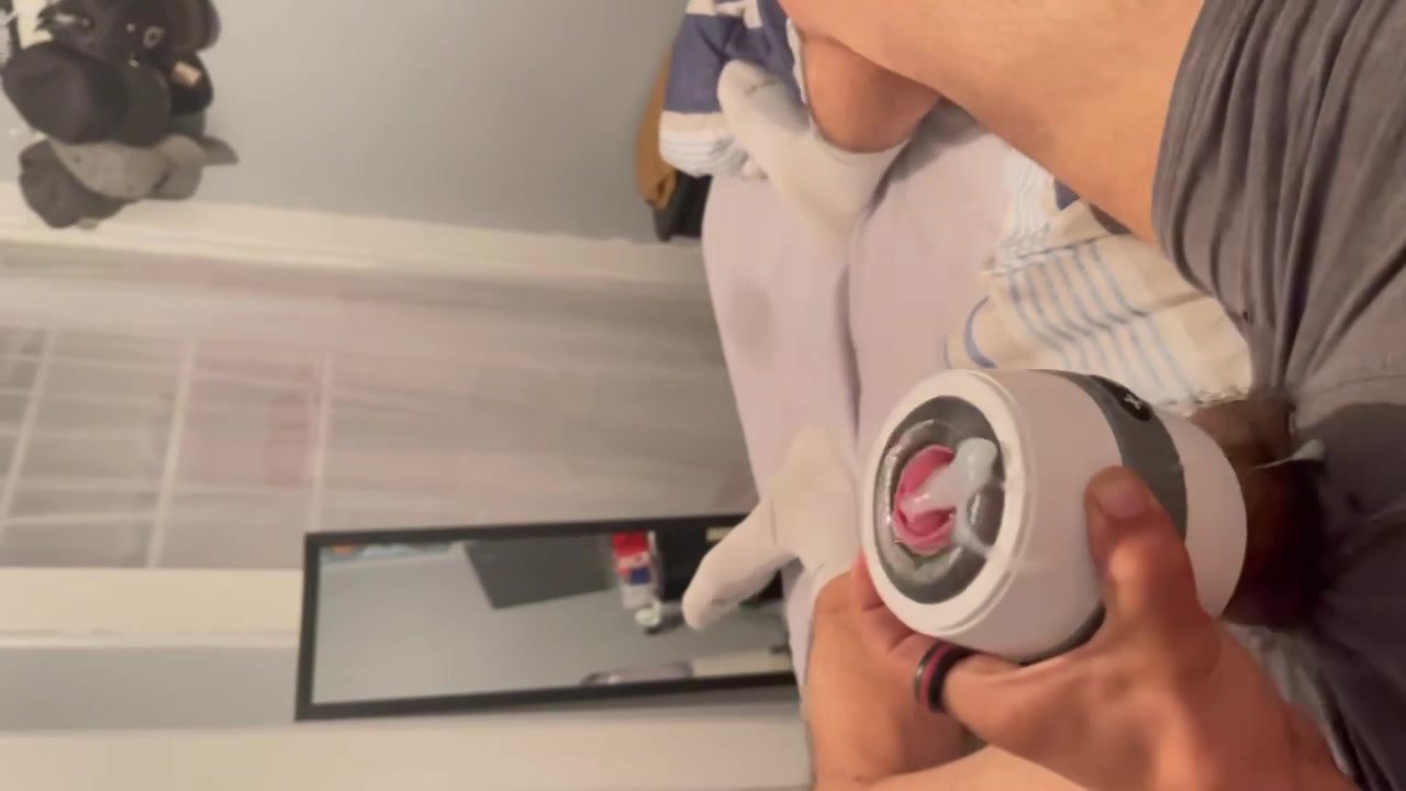 Uncut cum with toy - video 2