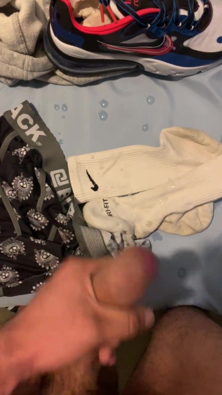 Cumming on shoes socks and underwear