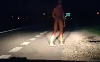 Naked on a freeway