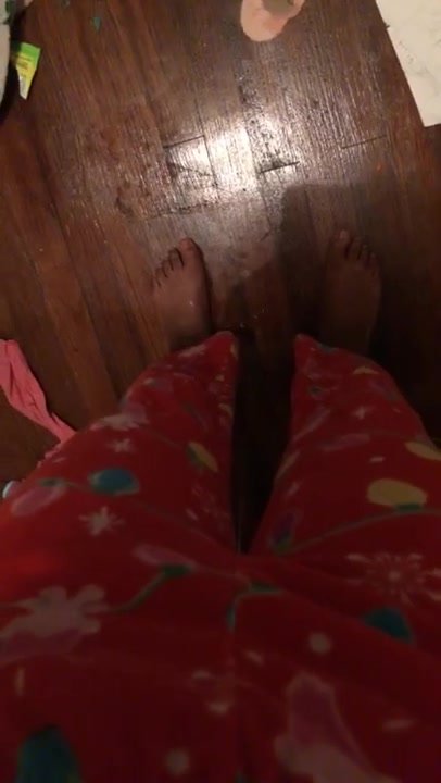 Girl peeing in her pajamas