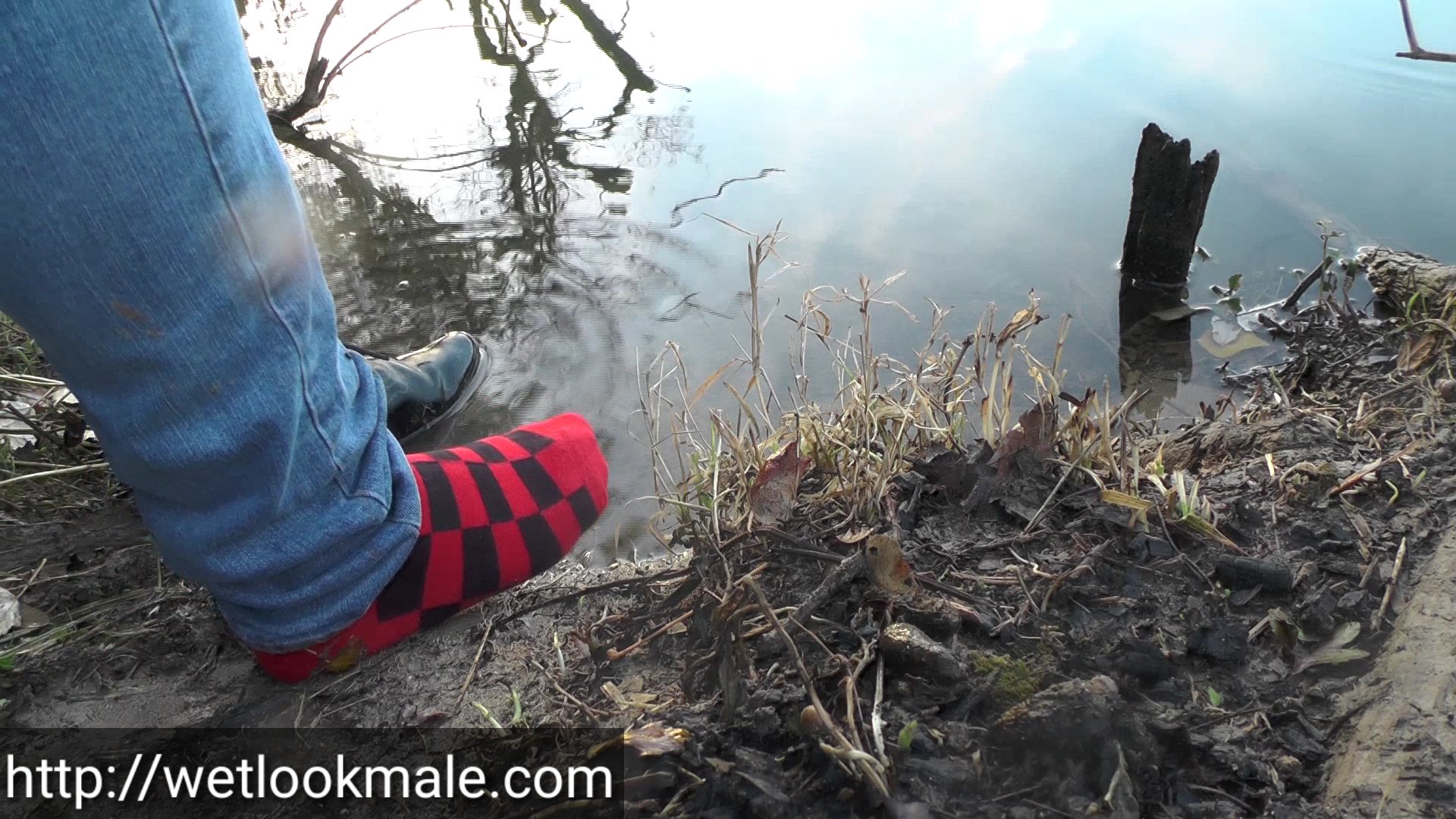 Red socks at the river