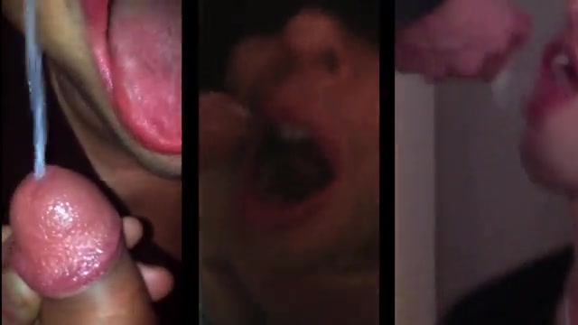 hot slut eats cum