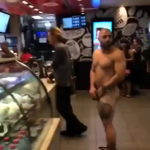 Naked guy in coffee shop