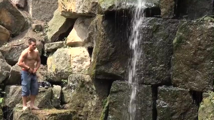 naked for waterfall shower