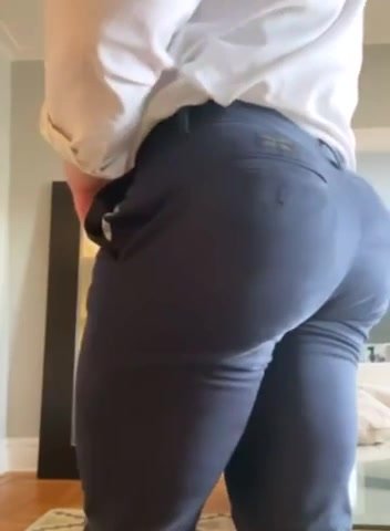 Fat ass in work pants