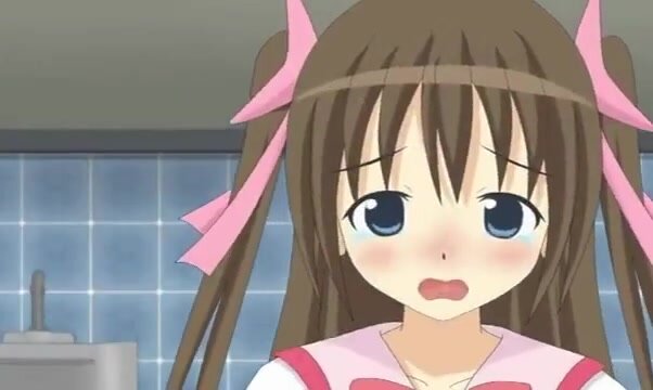 Anime Girl Pisses herself In Boys Bathroom