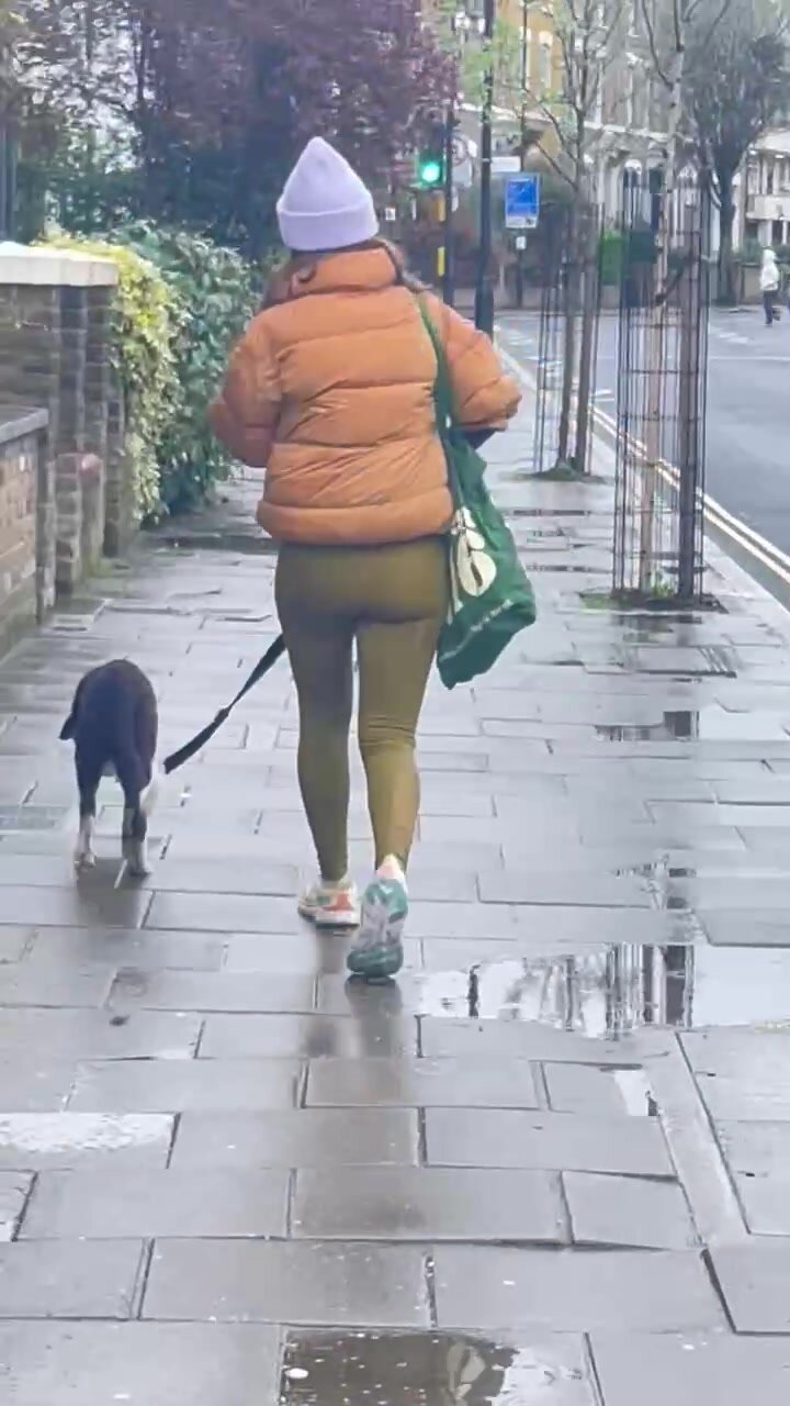 Fit pawg walking the dog