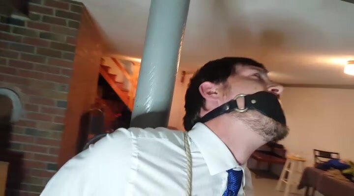 Poletied and leathergagged