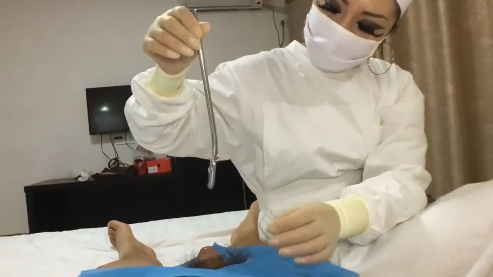 Japanese Nurse punished a mini Cock with big Dialator