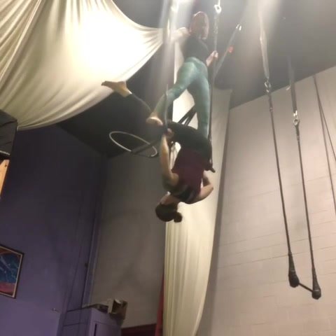 Girl loses pants on a trapeze