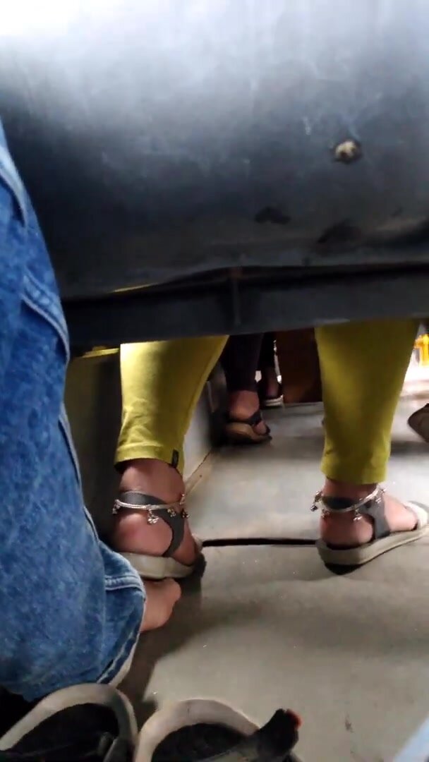 Candid foot trample on bus