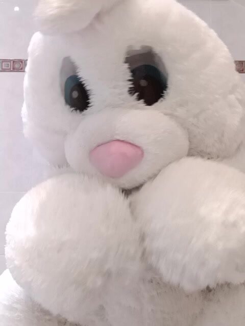 Cute Bunny plushsuit/fursuit Has An Accident