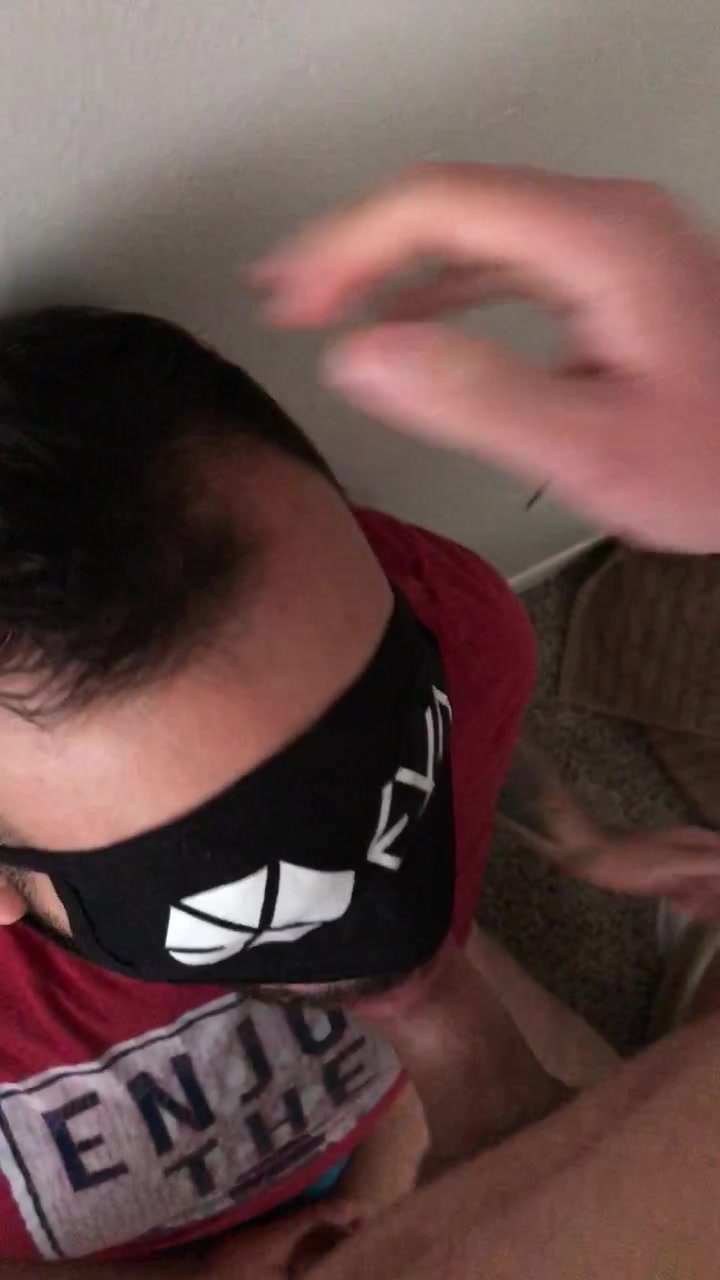 Getting sucked by blindfolded guy