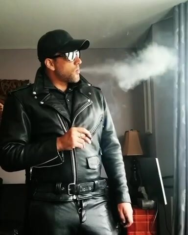 Leather daddy smoking - video 4