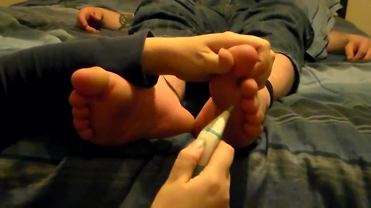 Wife tickles husband's feet 2 (F/M)