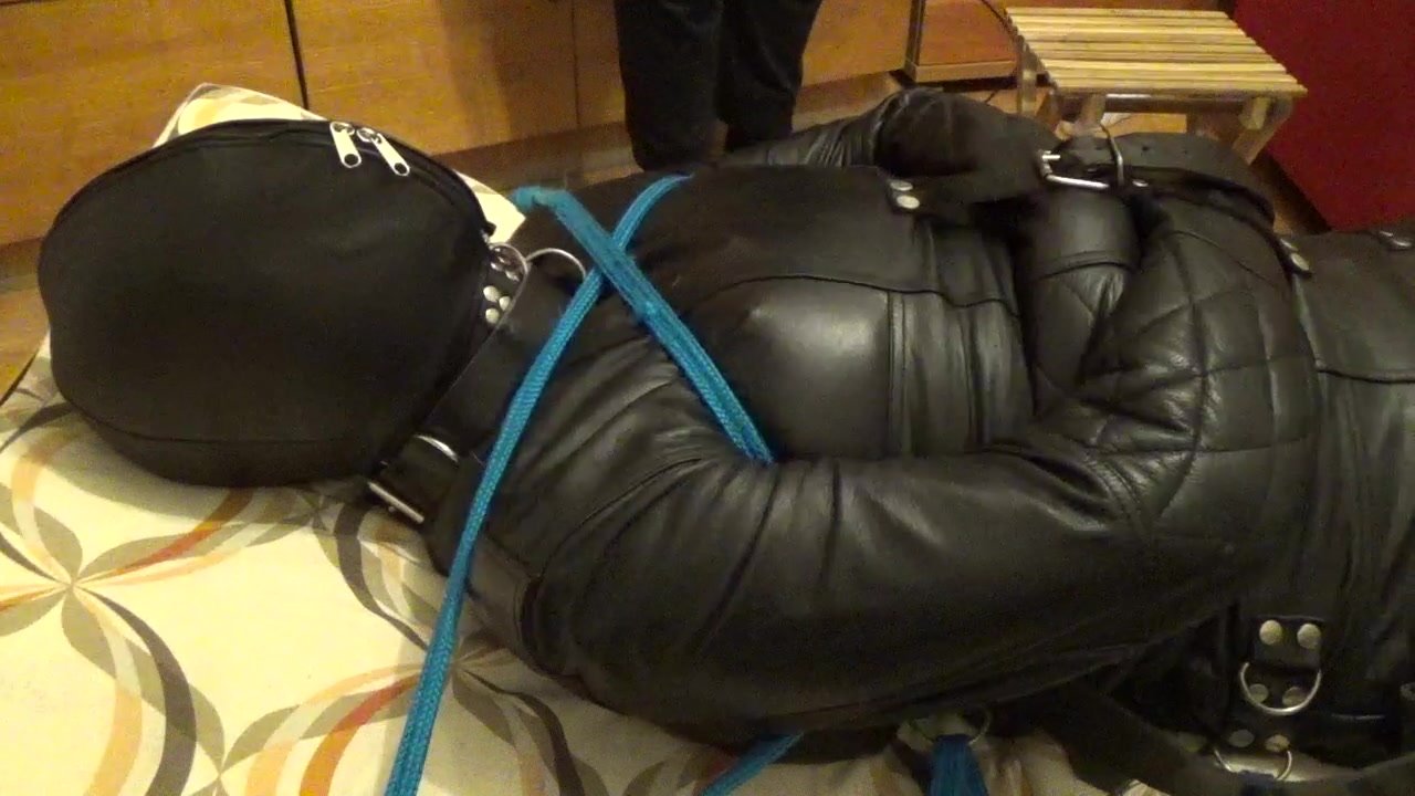 Straitjacketed bikerslave gets a massage until an enjoy - video 2