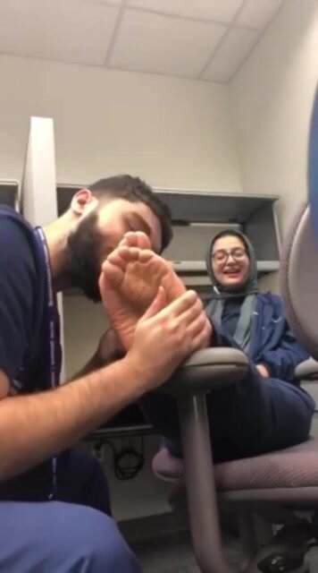 Hijabi foot sniff