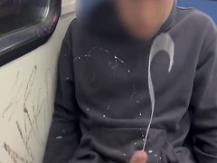 Guy makes drunk friend explode a huge load in public