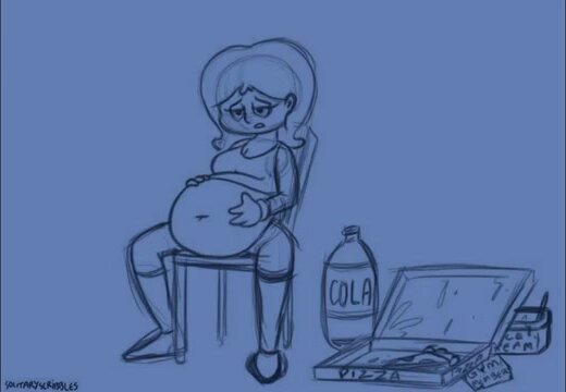 Animated stuffed girl's upset stomach
