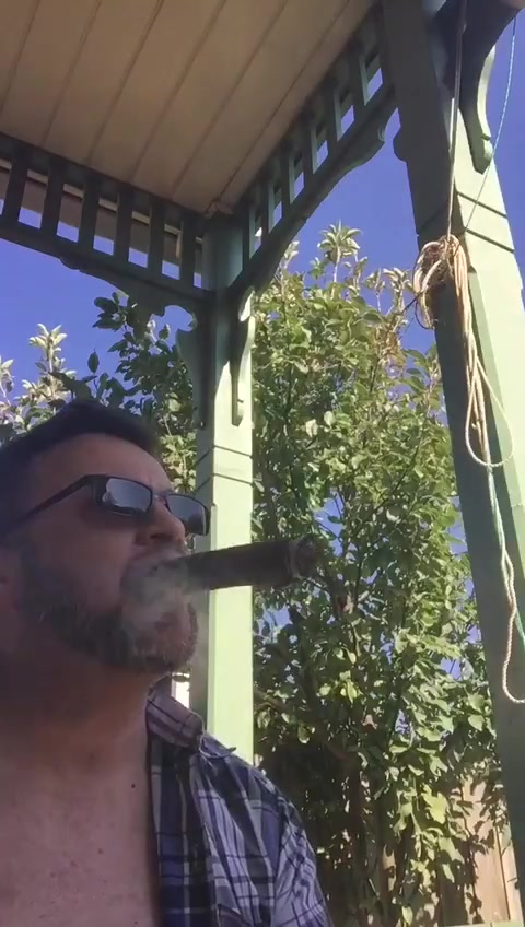 Huge cigar inhale