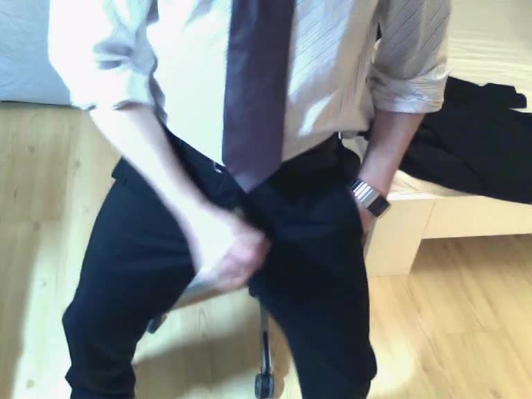 Businessman cums on shirt and tie