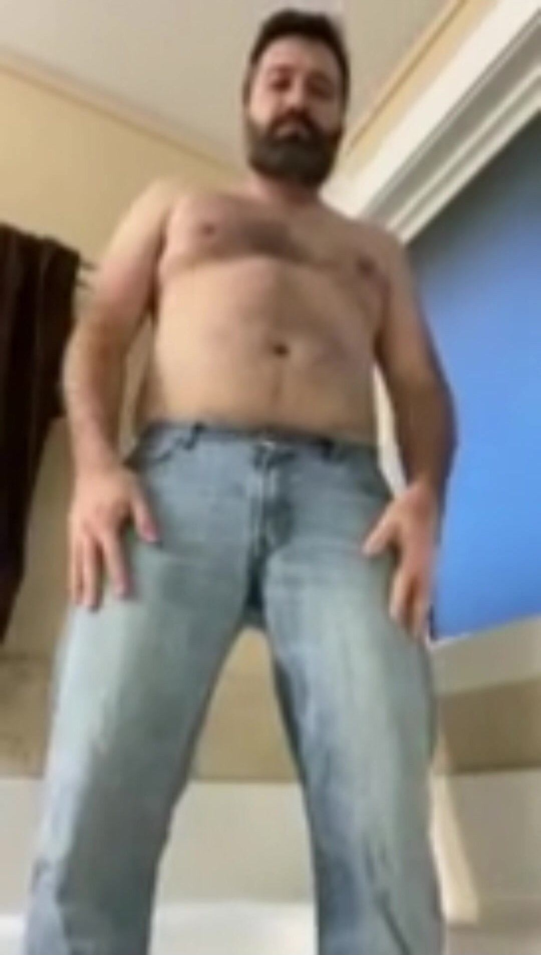 Piss Himself Wearing Tight Light colored Jeans