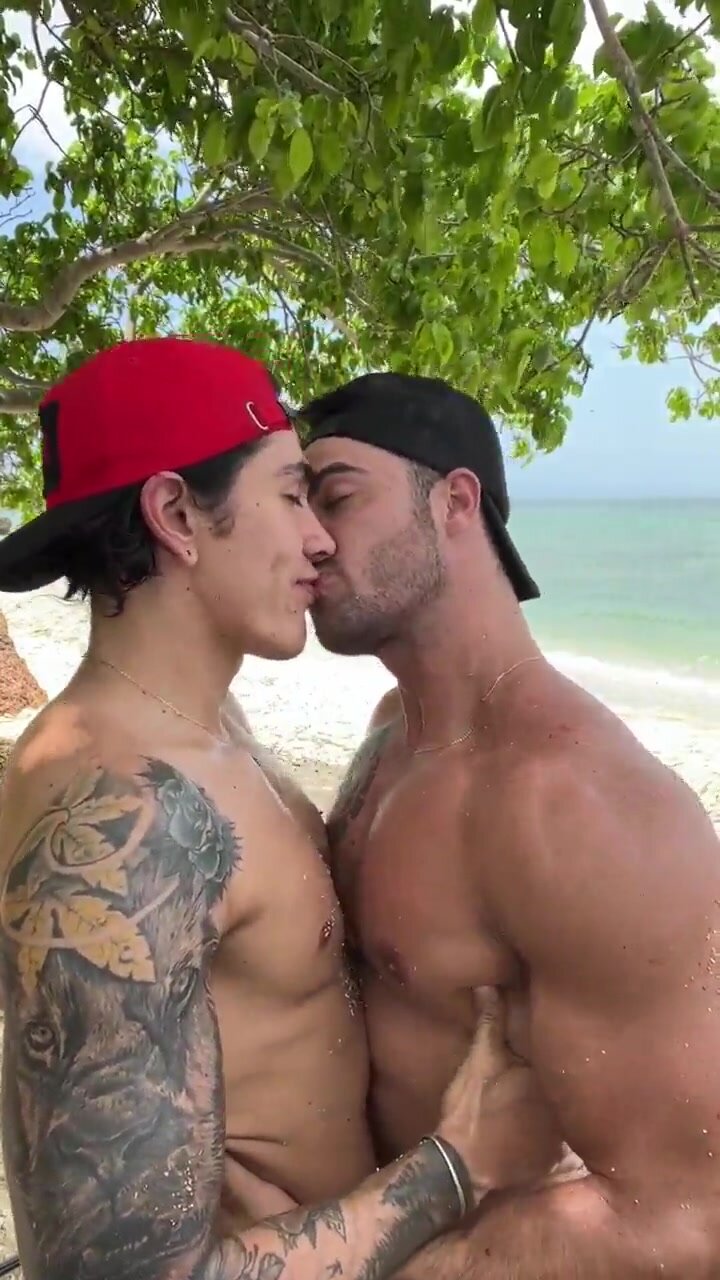 Hot kissing at the beach